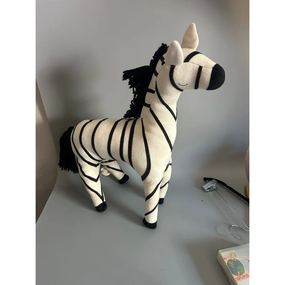 Meri Meri Organic Cotton Zebra Plush Knitted Stuffed Animal Toy 19 Inch